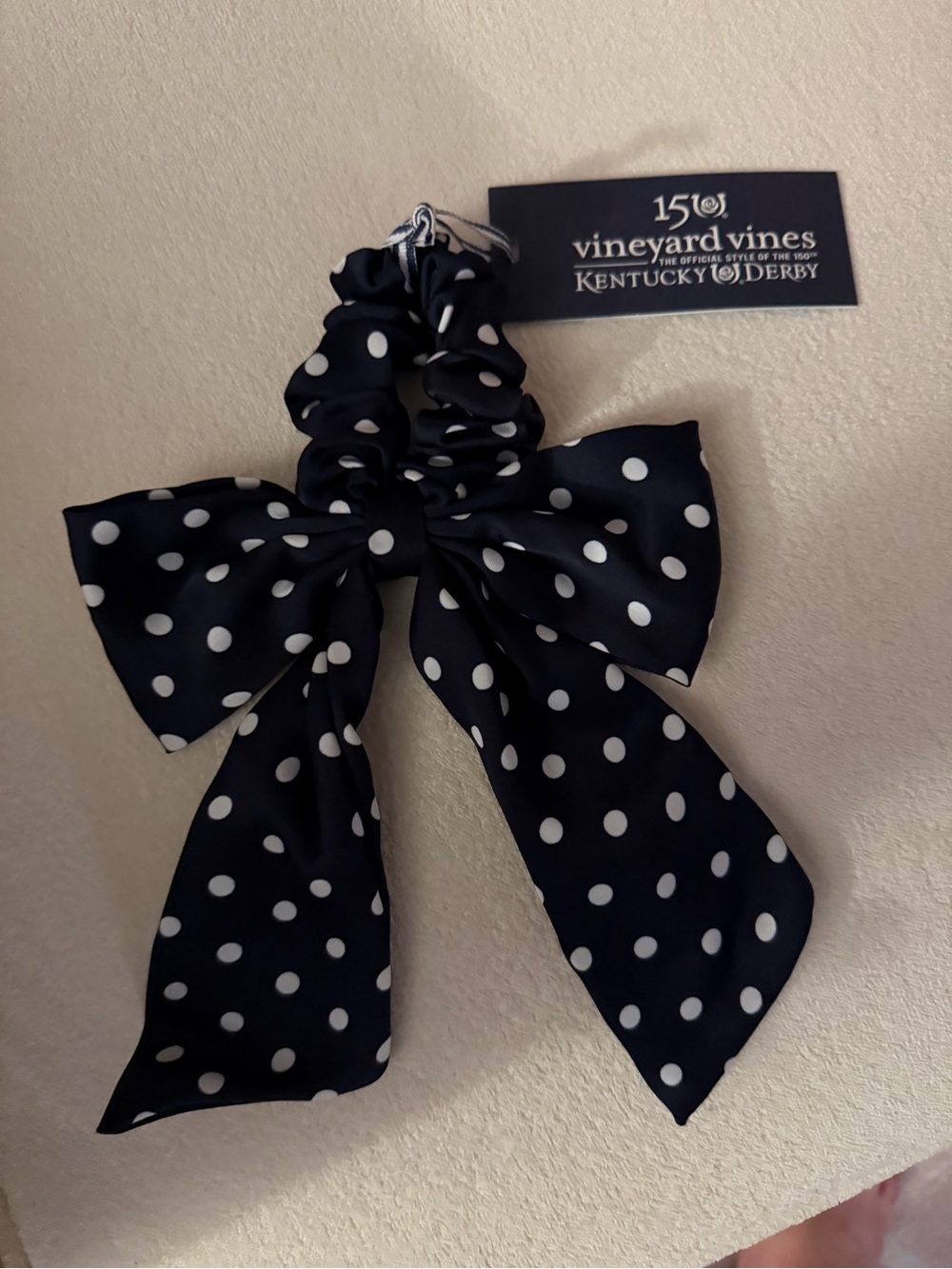 Vineyard Vines Navy & White Polka Dot Bow Scrunchie